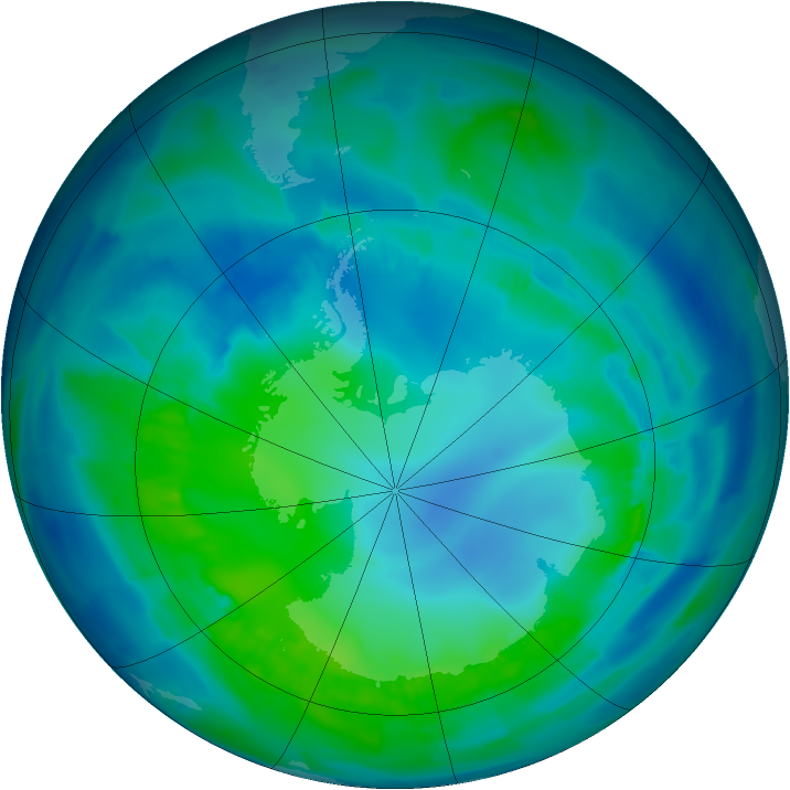 Antarctic ozone map for 26 April 2012